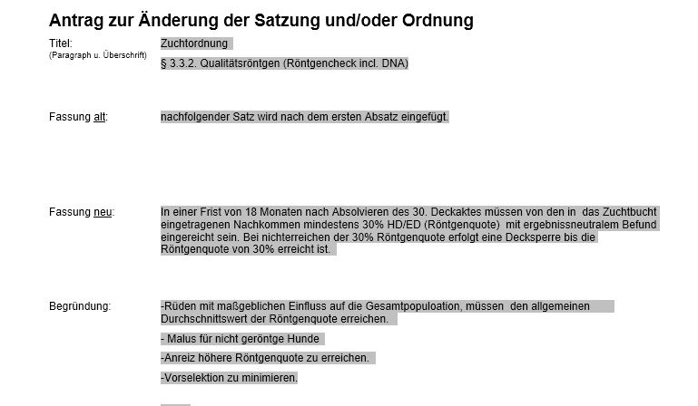 Antrag Vorstand Zuchtordnung